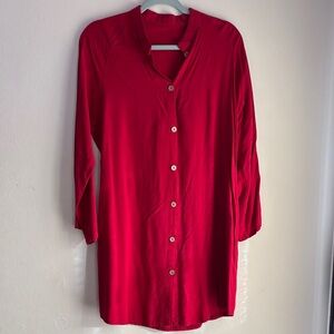 Elegant Red Button-Down Shirt for Women